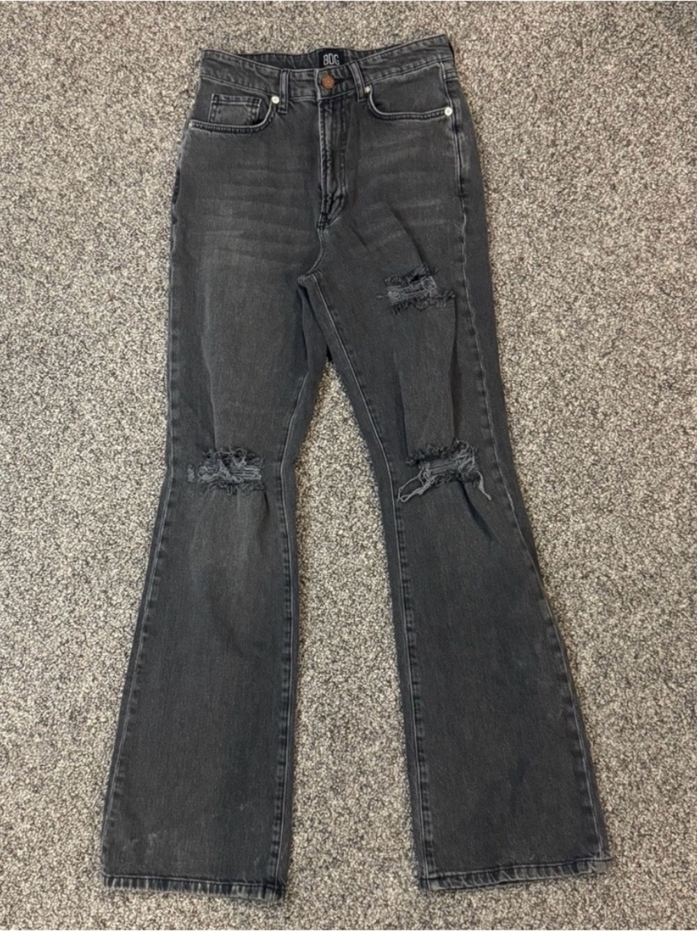 BDG high-rise stretch flare distressed jeans Charcoal black Size 26 - Picture 2 of 7